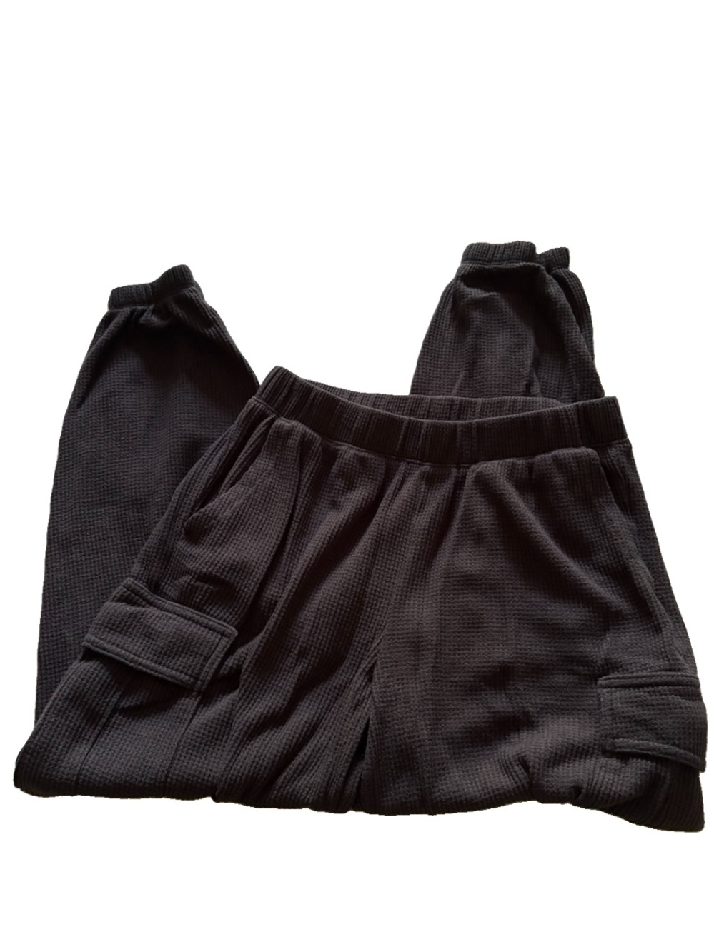 aerie Women’s Black Waffle-Knit Jogger Cargo Pants